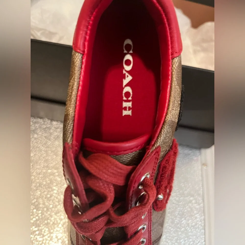 Coach Red and Brown Porter Sneakers - Picture 4 of 11